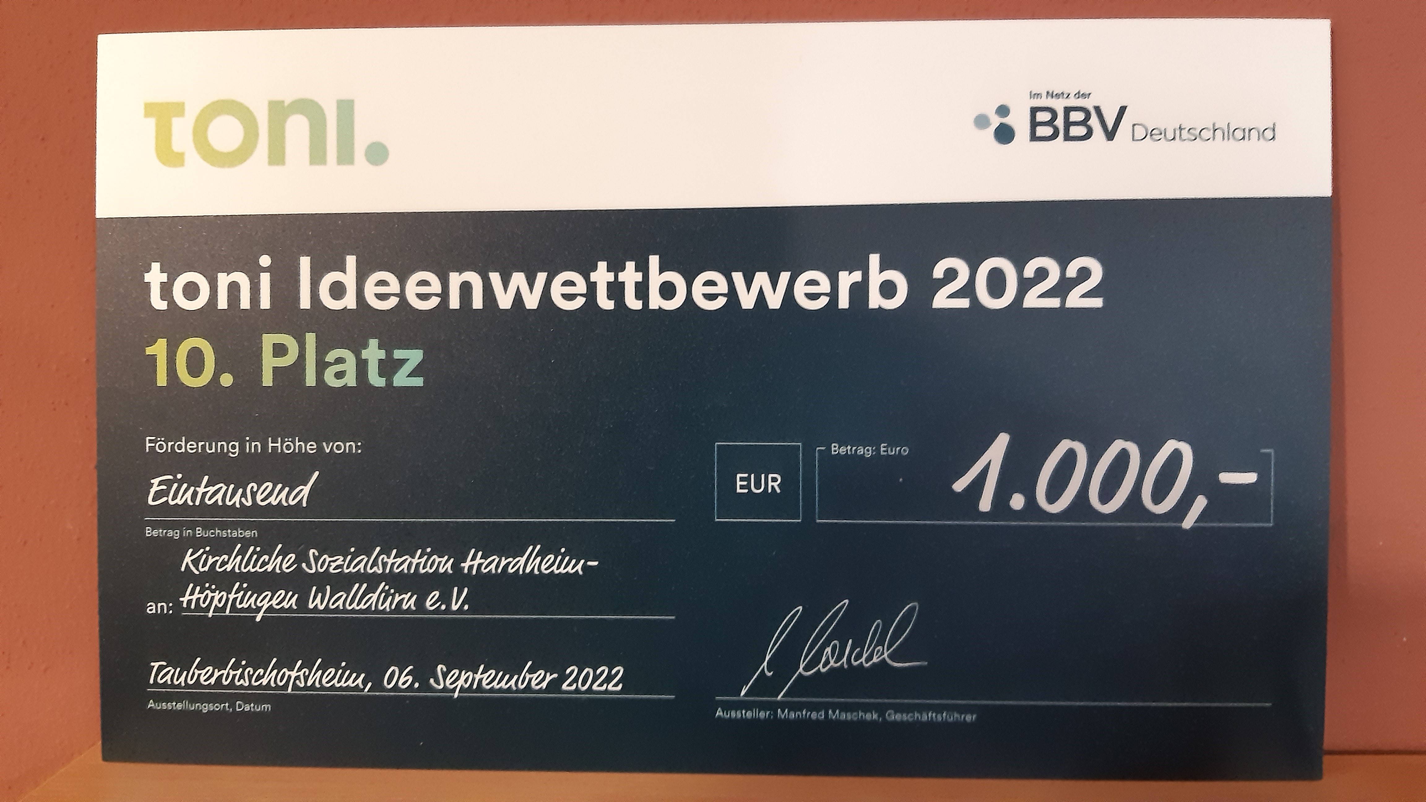 1.000 € für Nachhaltigkeitsprojekt