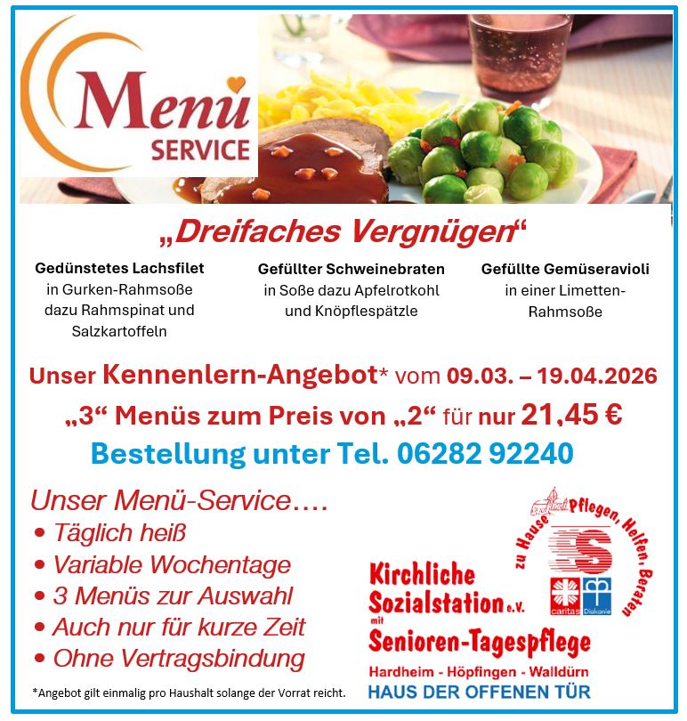Vorankündigung - Aktion "3 Menüs zum Preis von 2" vom 09.03.-19.04.2026